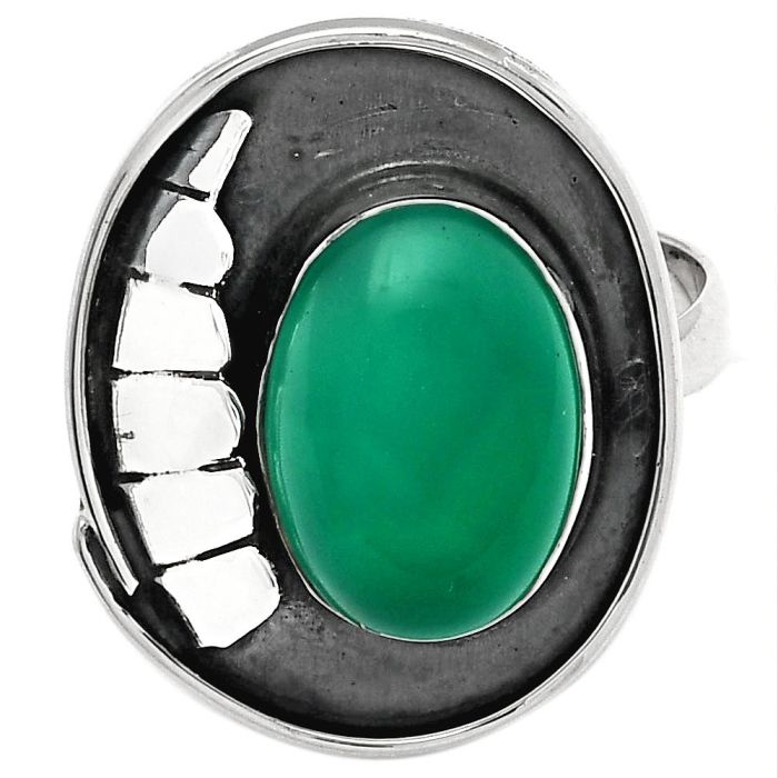 Southwest Design - Natural Green Onyx Ring size-7 SDR148588 R-1554, 10x14 mm