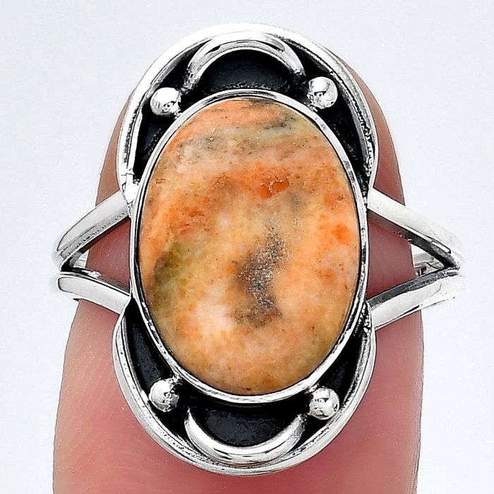 Natural Coral Jasper Ring size-7.5 SDR149366 R-1187, 10x14 mm