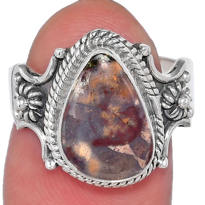 Natural Purple Cow Jasper Ring size-7.5 SDR150071 R-1344, 9x13 mm