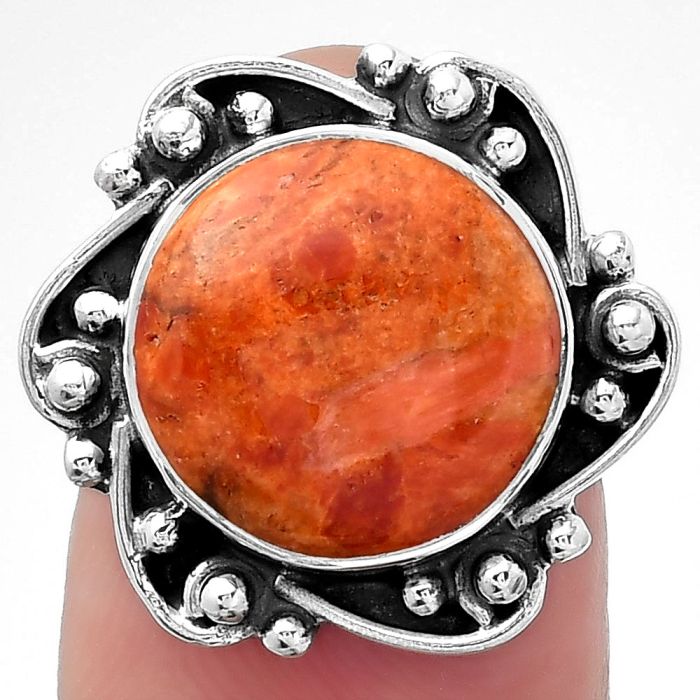 Natural Red Sponge Coral Ring size-8 SDR150403 R-1077, 13x13 mm