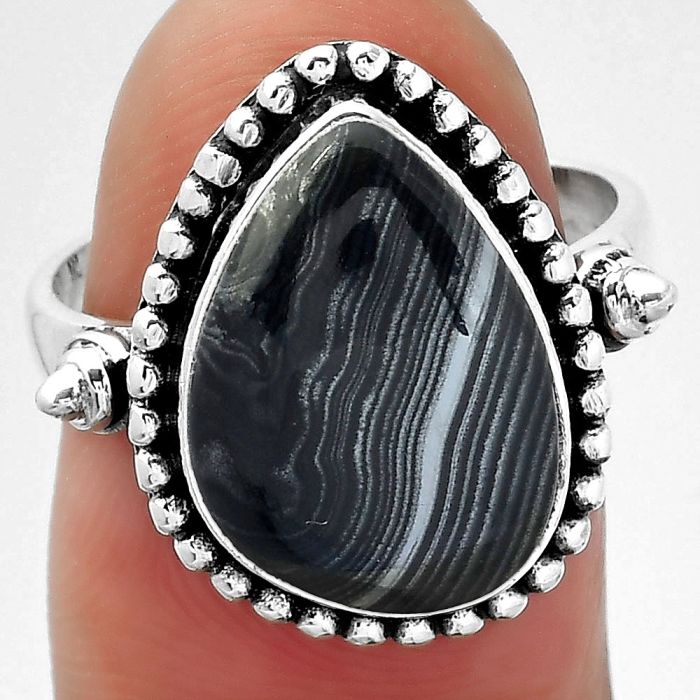 Crown Of Silver Psilomelane - Black Malachite Ring size-7 SDR150743 R-1071, 11x15 mm