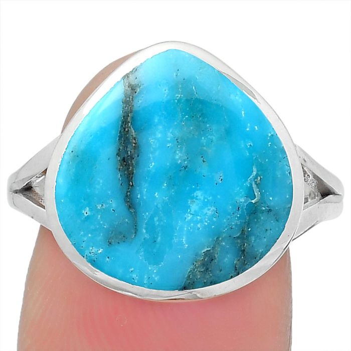 Natural Turquoise Morenci Mine Ring size-8.5 SDR151246 R-1005, 14x14 mm