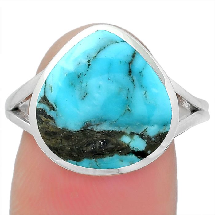 Natural Turquoise Morenci Mine Ring size-8.5 SDR151278 R-1005, 14x14 mm
