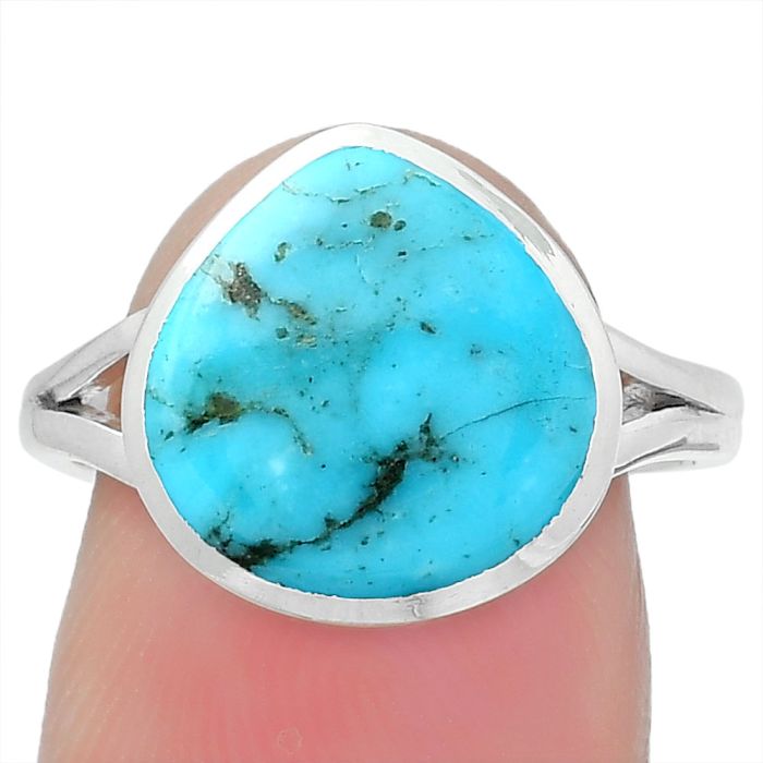 Natural Turquoise Morenci Mine Ring size-7.5 SDR151299 R-1005, 12x12 mm