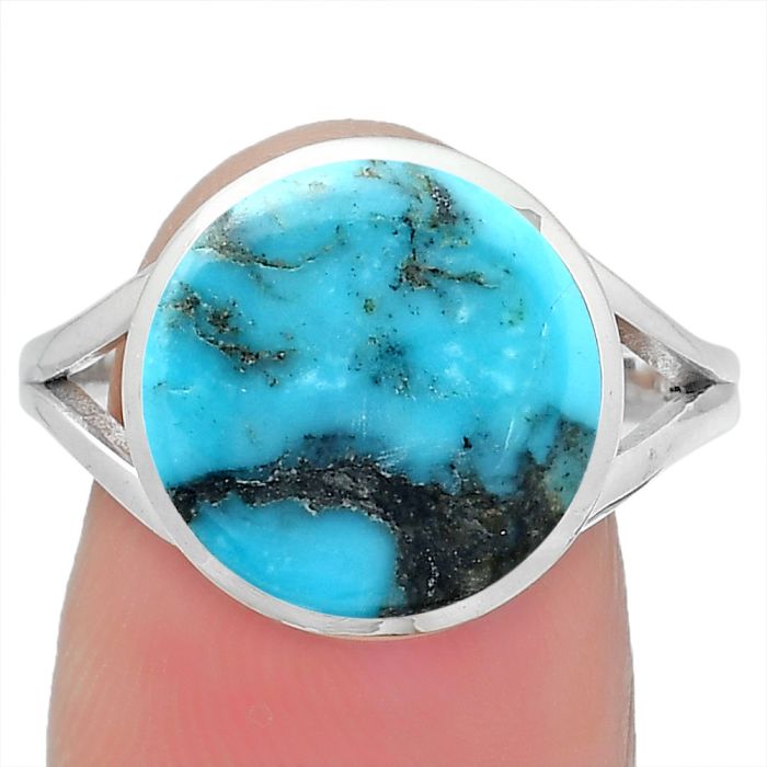 Natural Turquoise Morenci Mine Ring size-8.5 SDR151303 R-1005, 13x13 mm
