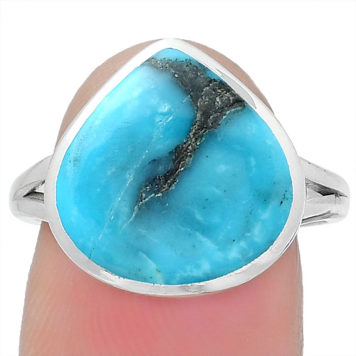 Natural Turquoise Morenci Mine Ring size-8 SDR151321 R-1005, 14x14 mm