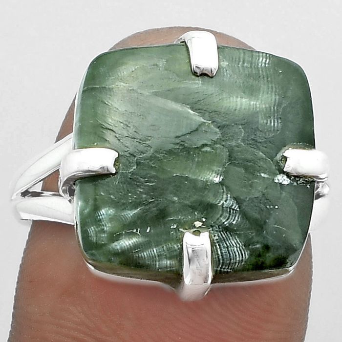 Natural Russian Seraphinite Ring size-8 SDR151683 R-1089, 15x15 mm