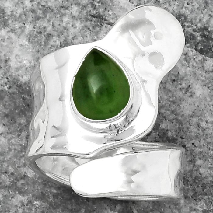 Adjustable - Nephrite Jade - Canada Ring size-6 SDR152152 R-1327, 7x9 mm