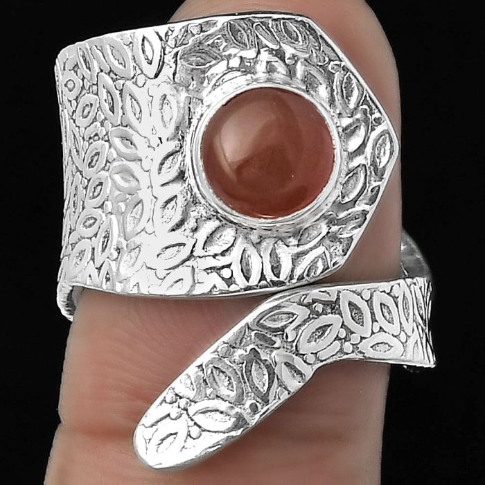 Adjustable - Natural Carnelian Ring size-7 SDR152324 R-1374, 7x7 mm