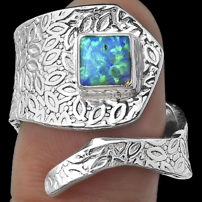 Adjustable - Fire Opal Ring size-7.5 SDR152364 R-1374, 6x6 mm