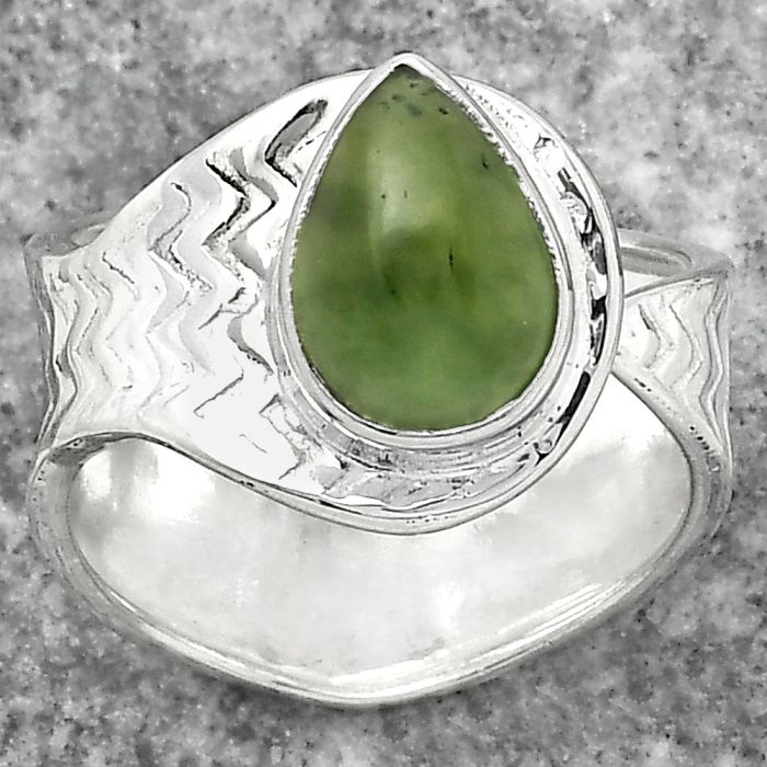 Adjustable - Nephrite Jade - Canada Ring size-6 SDR152435 R-1381, 7x10 mm