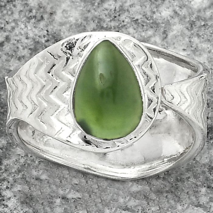 Adjustable - Nephrite Jade - Canada Ring size-8 SDR152465 R-1381, 7x10 mm