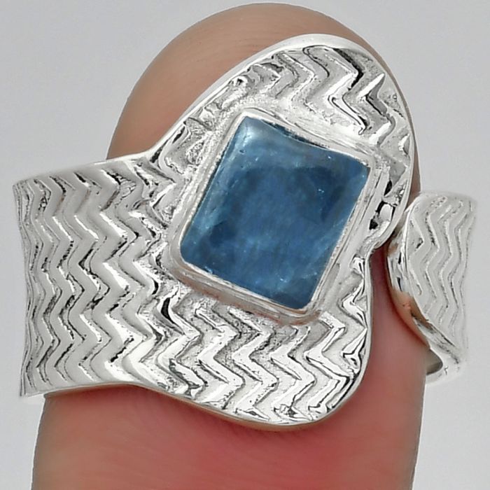 Adjustable - Blue Apatite - Madagascar Ring size-8 SDR152538 R-1381, 6x7 mm