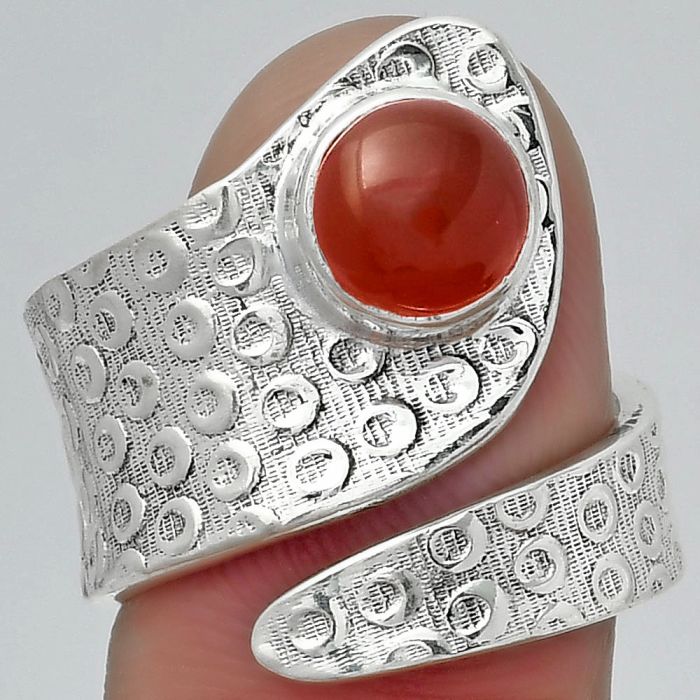Adjustable - Natural Carnelian Ring size-8 SDR152545 R-1374, 7x7 mm