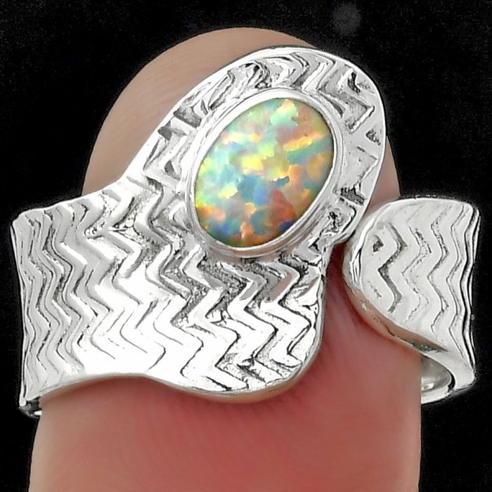 Adjustable - Fire Opal Ring size-8 SDR152589 R-1374, 5x7 mm