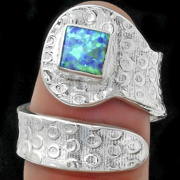 Adjustable - Fire Opal Ring size-7.5 SDR152618 R-1374, 6x6 mm