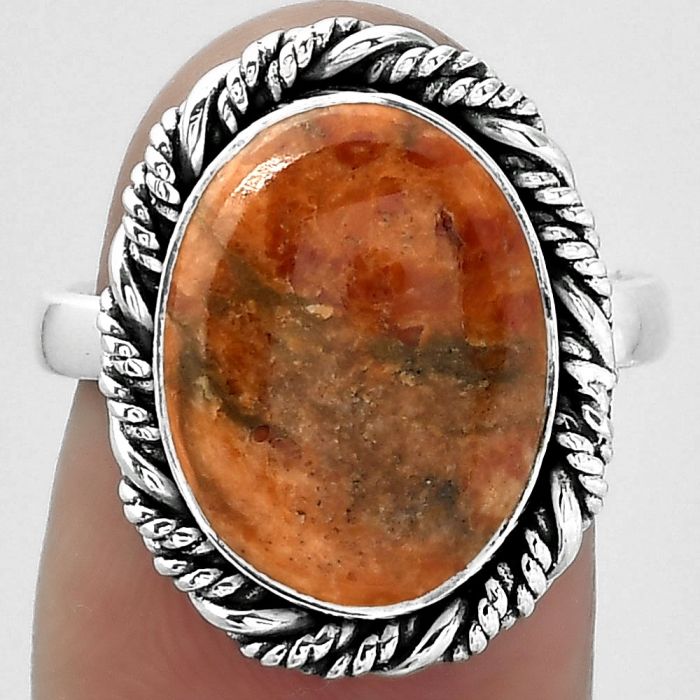 Natural Red Sponge Coral Ring size-7 SDR153858 R-1013, 11x15 mm