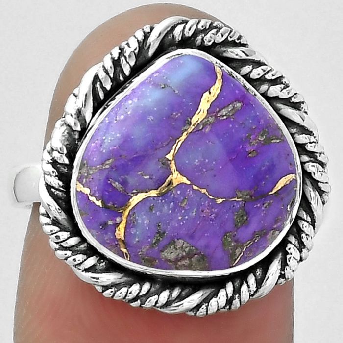 Copper Purple Turquoise - Arizona Ring size-7.5 SDR153949 R-1013, 13x13 mm