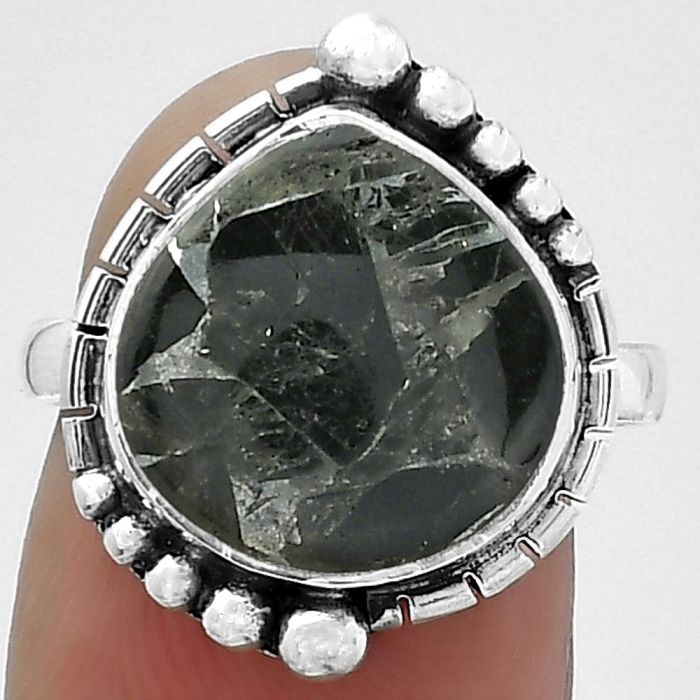 Natural Obsidian And Zinc Ring size-7.5 SDR154095 R-1078, 13x13 mm