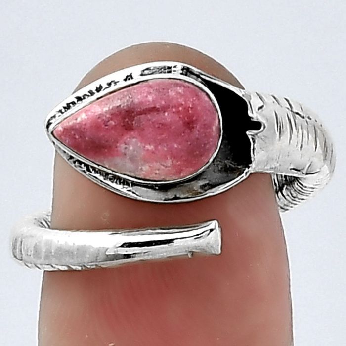 Adjustable - Pink Thulite - Norway Ring size-7 SDR154320 R-1306, 6x10 mm