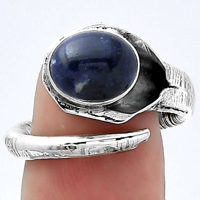 Adjustable - Natural Sodalite Ring size-8 SDR154322 R-1306, 8x10 mm