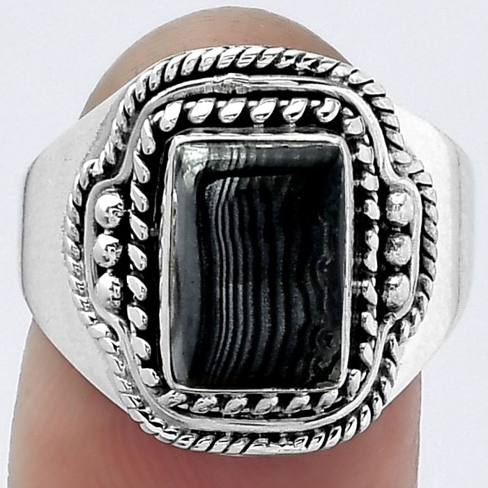 Crown Of Silver Psilomelane - Black Malachite Ring size-8 SDR154620 R-1312, 7x10 mm