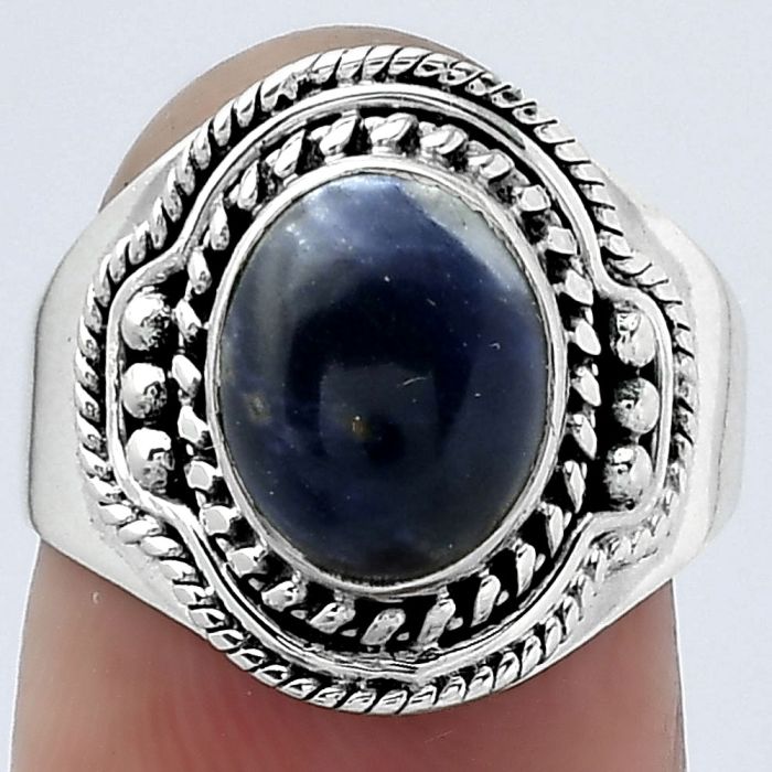 Natural Sodalite Ring size-7 SDR154627 R-1312, 8x10 mm
