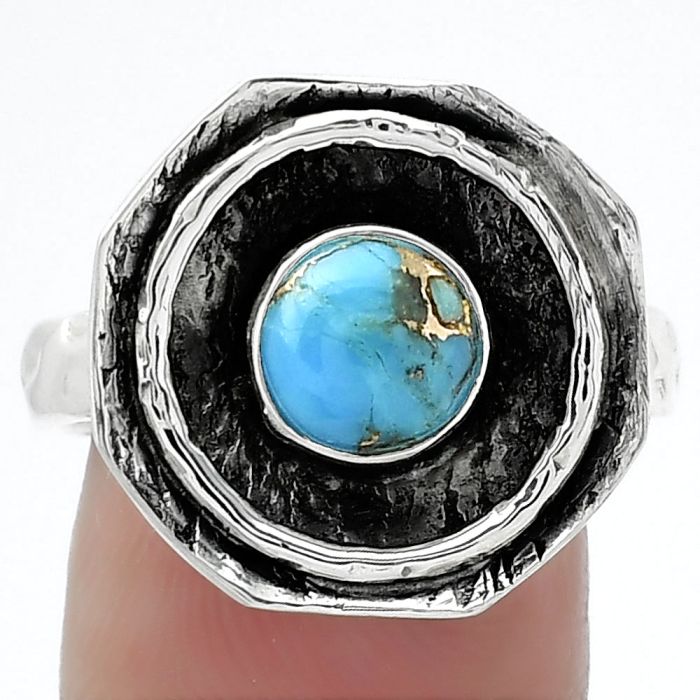 Copper Blue Turquoise - Arizona Ring size-8 SDR154865 R-1468, 7x7 mm