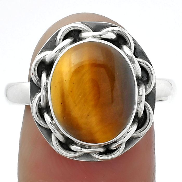 Natural Tiger Eye - Africa Ring size-9.5 SDR155034 R-1528, 10x12 mm
