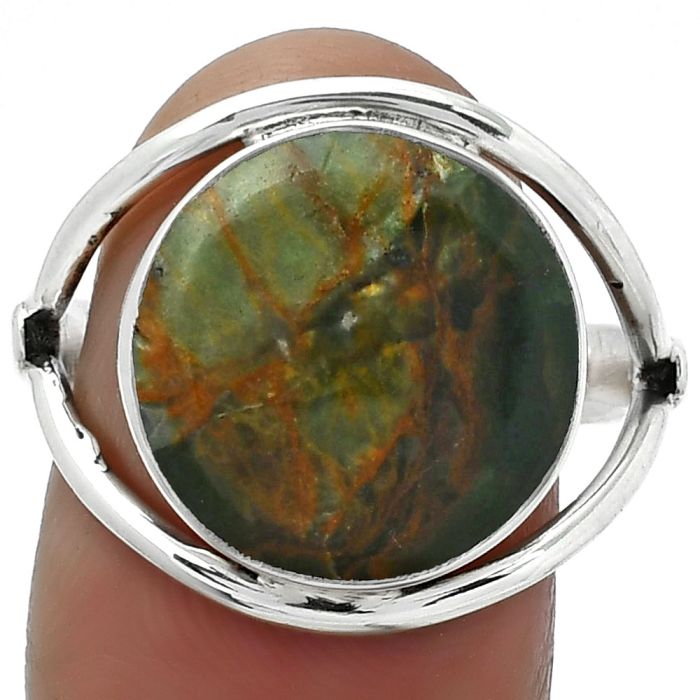 Turkish Rainforest Chrysocolla Ring size-8.5 SDR155093 R-1246, 14x14 mm