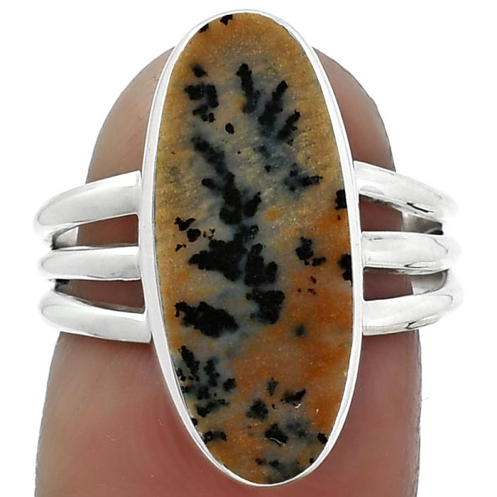 Natural Russian Honey Dendrite Opal Ring size-7 SDR155113 R-1003, 8x20 mm