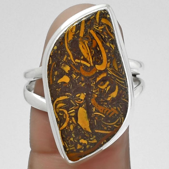 Coquina Fossil Jasper - India Ring size-8.5 SDR155241 R-1008, 13x26 mm