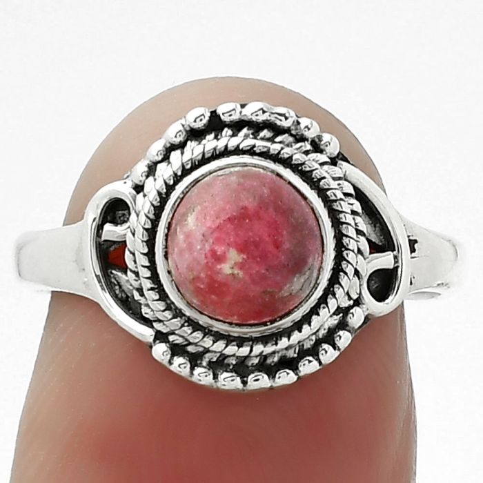 Natural Pink Thulite - Norway Ring size-7 SDR155386 R-1416, 7x7 mm