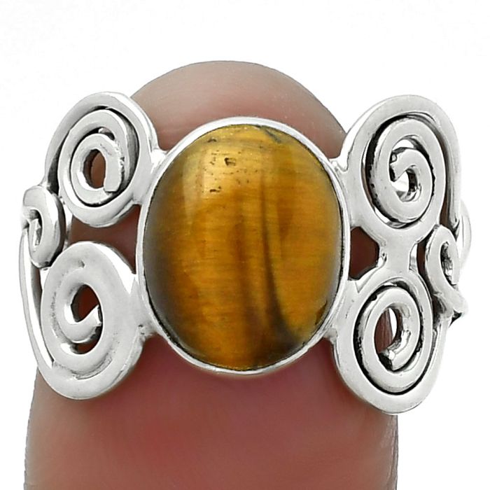 Natural Tiger Eye - Africa Ring size-8 SDR155844 R-1658, 9x11 mm