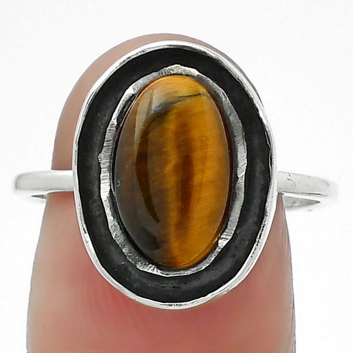 Natural Tiger Eye - Africa Ring size-9 SDR155876 R-1468, 8x12 mm