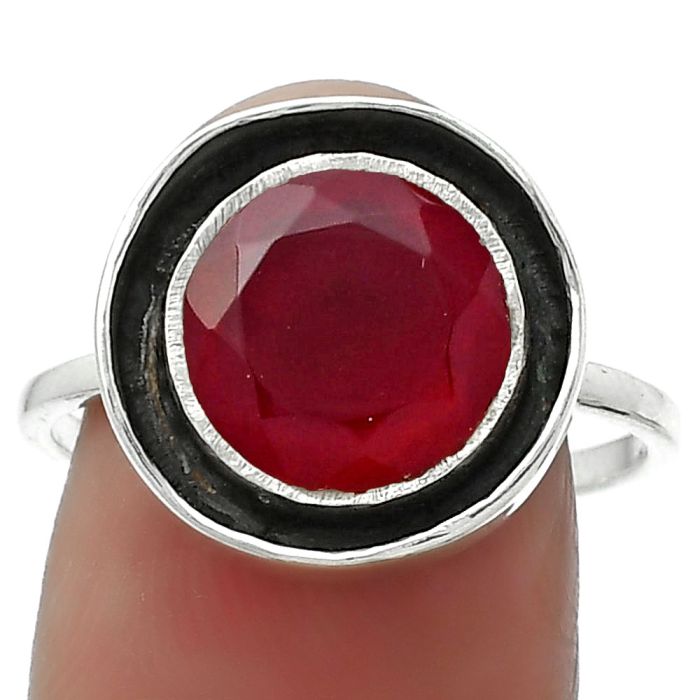 Lab Created Ruby Ring size-9 SDR155892 R-1468, 10x10 mm