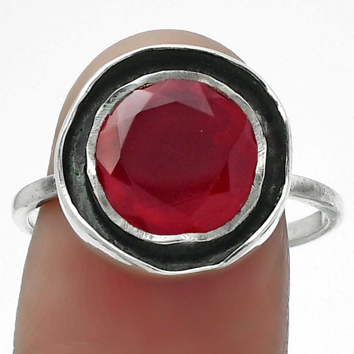 Lab Created Ruby Ring size-9 SDR155896 R-1468, 10x10 mm