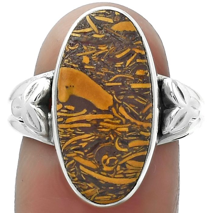 Coquina Fossil Jasper - India Ring size-8.5 SDR156069 R-1261, 10x20 mm
