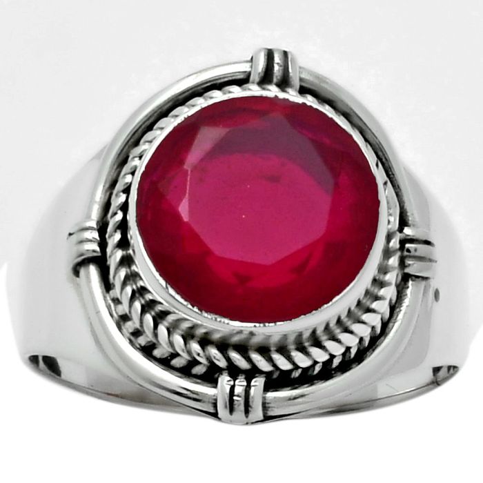 Lab Created Ruby Ring size-8 SDR156254 R-1539, 10x10 mm