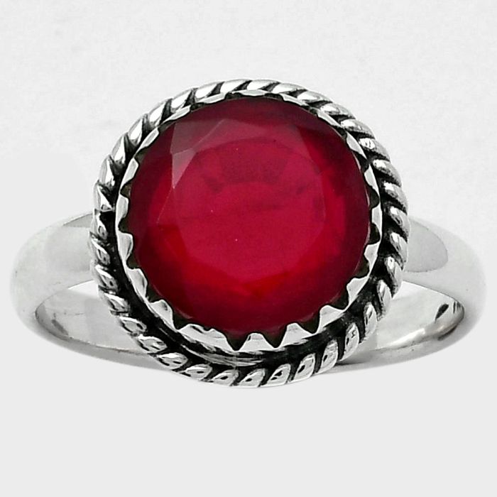Lab Created Ruby Ring size-8 SDR156299 R-1474, 10x10 mm