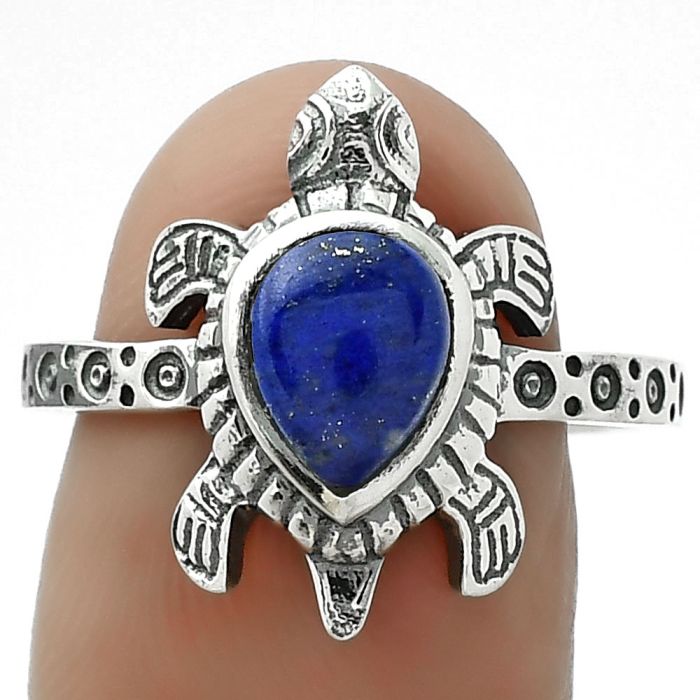 Tortoise - Natural Lapis - Afghanistan Ring size-8 SDR156429 R-1076, 6x8 mm