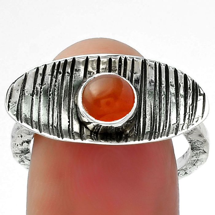 Natural Carnelian Ring size-8 SDR156667 R-1573, 6x6 mm