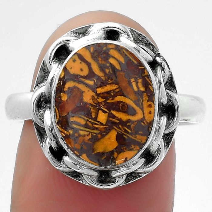 Coquina Fossil Jasper - India Ring size-9.5 SDR156753 R-1528, 10x12 mm
