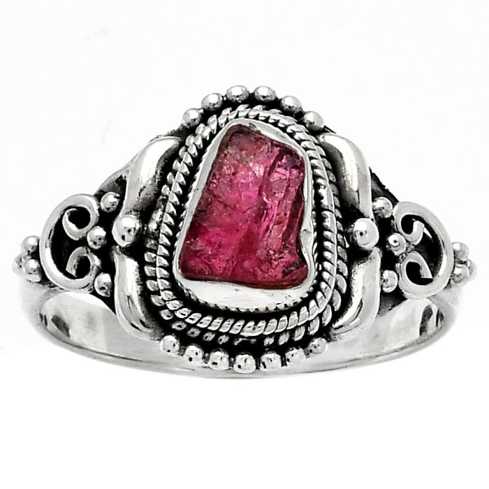 Natural Pink Tourmaline Rough Ring size-8 SDR156898 R-1286, 5x8 mm