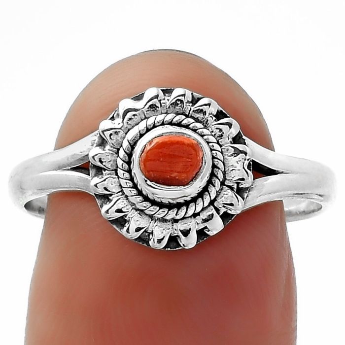 Natural Coral Rough Ring size-9 SDR156920 R-1599, 4x4 mm