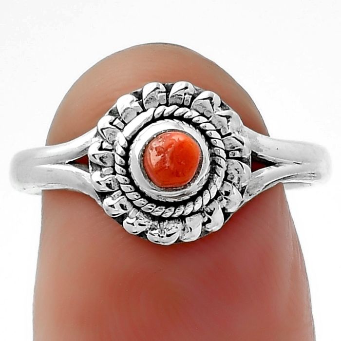 Natural Coral Rough Ring size-7 SDR156922 R-1599, 4x4 mm