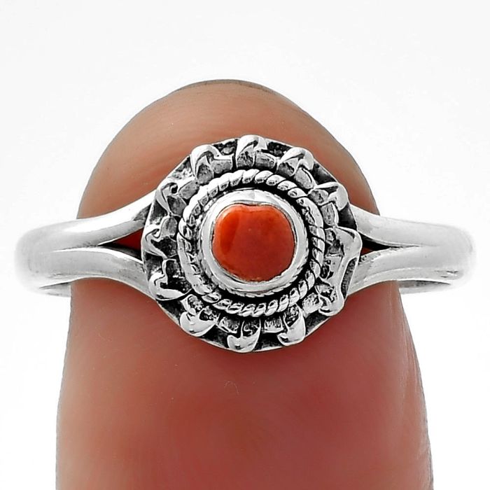 Natural Coral Ring size-9 SDR156927 R-1599, 4x4 mm