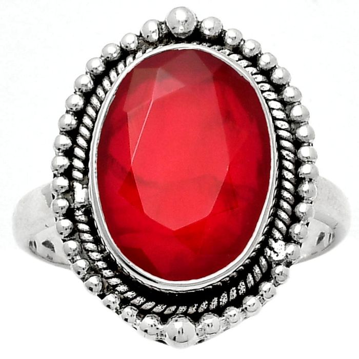 Lab Created Ruby Ring size-8 SDR157004 R-1154, 10x14 mm