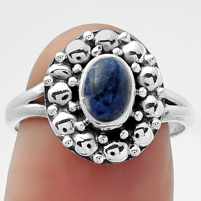 Natural Sodalite Ring size-7 SDR157102 R-1488, 5x7 mm