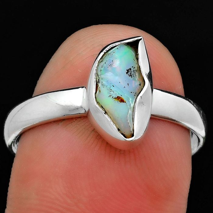 Natural Ethiopian Opal Rough Ring size-9.5 SDR157619 R-1001, 6x11 mm